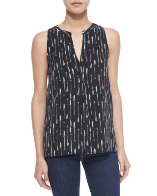 Aruna Arrow-Print Silk Top