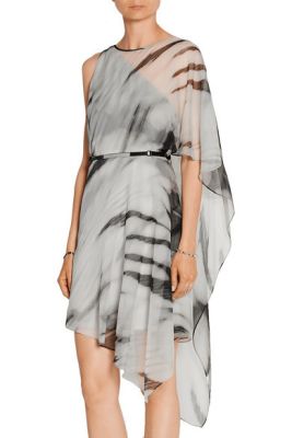 Asymmetric printed chiffon dress