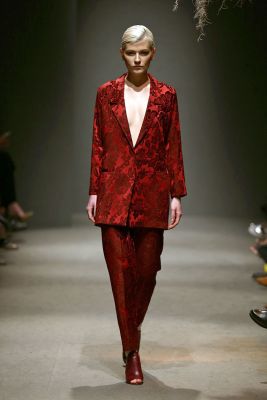 Autumn Winter 2016 Red Brocade Blazer