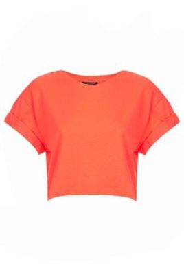 Basic Roll Sleeve Crop Tee
