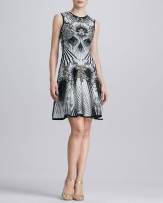 Beaded Printed Bandage Dress