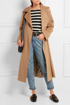Belted camel hair coat