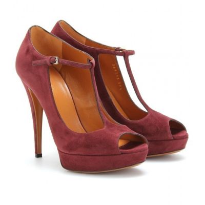Betty T-Strap Suede Platform Pumps