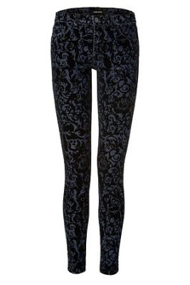 Black Brocade Flocking Jeans