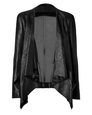 Black Draped Combo Leather Jacket