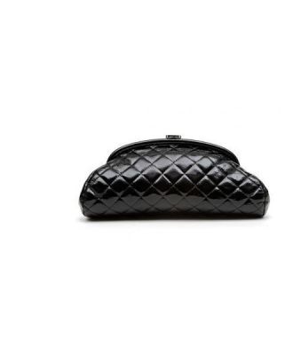Black Patent Leather Half Moon Clutch