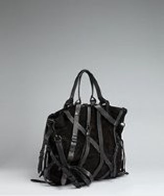 black suede leather satchel