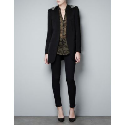 Blazer With Studded Shoulder