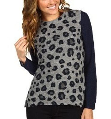 Blocked Leopard Print Sweater