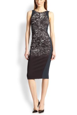 Blocked Metallic-Print Dress