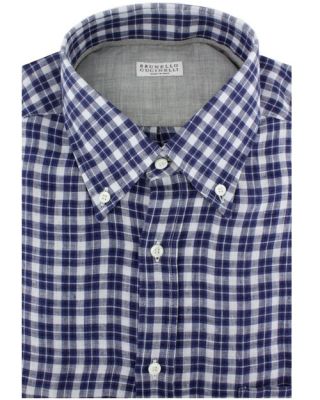 Blue and White Plaid Shirt