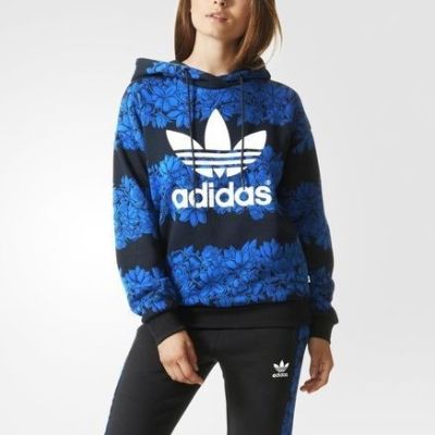 Blue Floral Hoodie