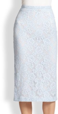 Blue Lace Pencil Skirt