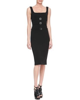Buckled Power Viscose Sheath Dress