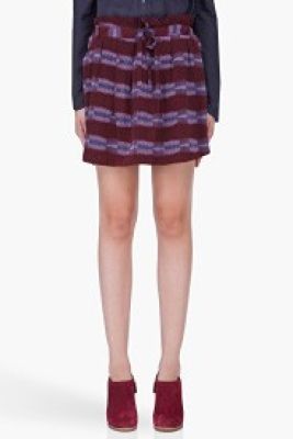 Burgundy Silk Drawstring Skirt