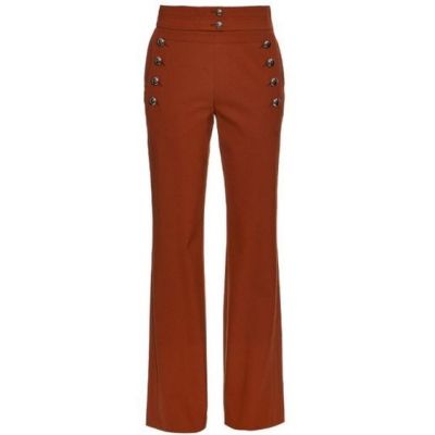 Button-detail wide-leg trousers