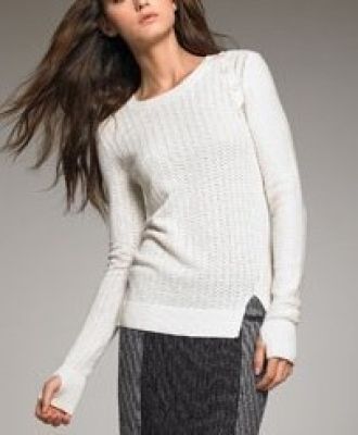 Button-Shoulder Knit Sweater
