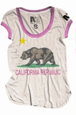 CA Bear Ringer Tee in Bubblegum White