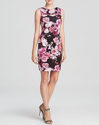 Cabbage Floral Scuba Body-Con Dress