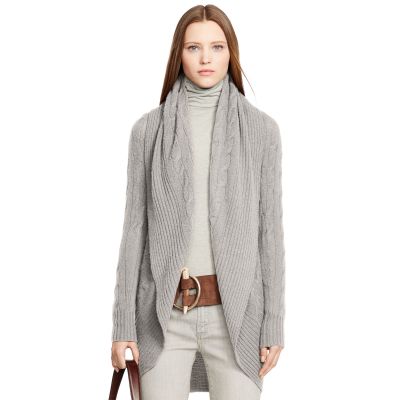 Cabled Cashmere Open Cardigan