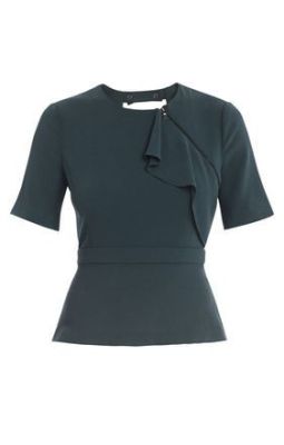 Cadie Zippered-Ruffle Peplum Top