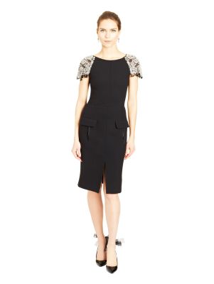 Cap Sleeve Crystal Embroidered Dress
