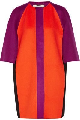 Cape-effect wool-felt coat