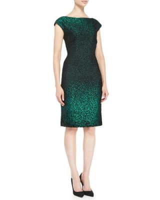 Cap-Sleeve Metallic Sheath Dress
