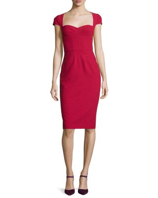 Cap-Sleeve Sweetheart Sheath Dress