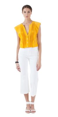 Caris Crop Ruffle Blouse