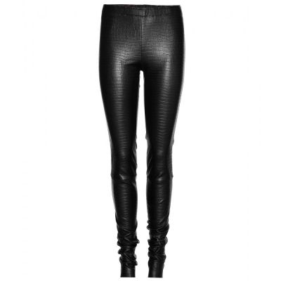 CAROLYN CROC-EFFECT LEATHER LEGGINGS