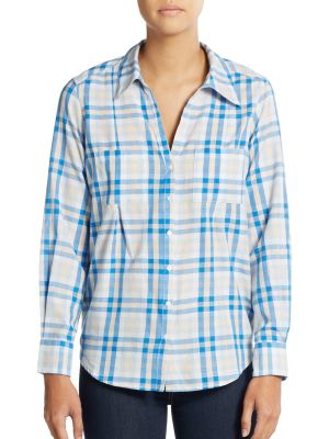Cartel Plaid Roll-Sleeve Blouse