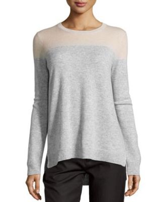 Cashmere Colorblock Sweater in Salmon Combo