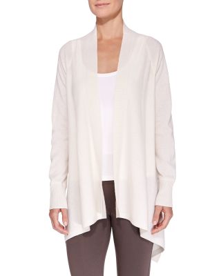 Cashmere Ribbed-Trim Waterfall Cardigan