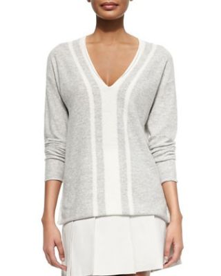 Cashmere Two-Tone V-Neck Sweater