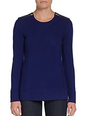 Cashmere Zip-Shoulder Pullover