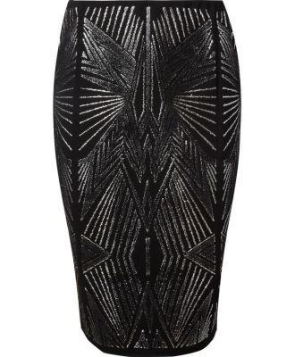 Caviar Beaded Pencil Skirt