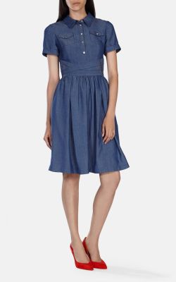 CHAMBRAY DENIM SHIRT DRESS