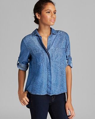 Chambray Leopard Print Shirt