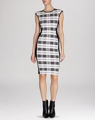 Check Bandage Knit Collection Dress