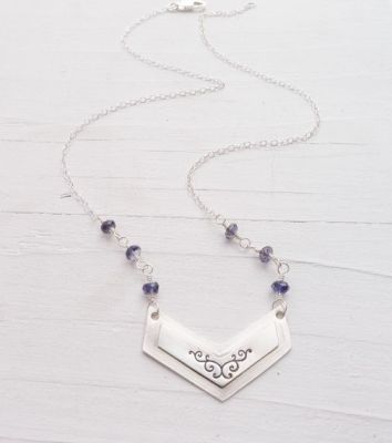 Chevron Necklace with Stones