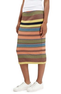Chevron Stripe Ribbed Skirt
