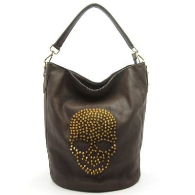 Christina Studded Skull Bag in Brown