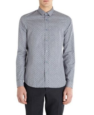 Circle Foliage Print Slim Shirt