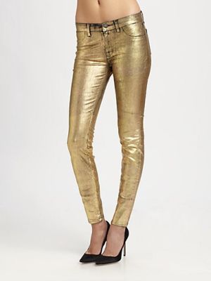 Coated Metallic Mid-Rise Leggings