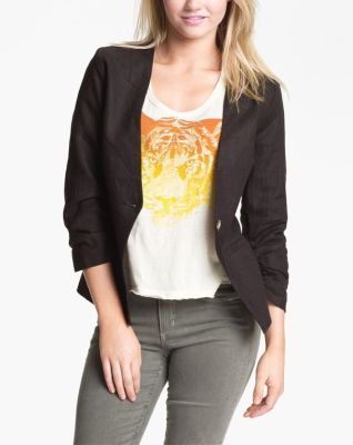 Collarless Linen Blazer