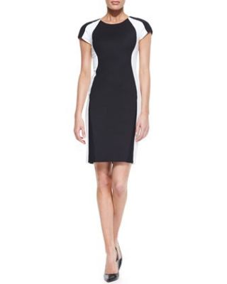 Colorblock Cap-Sleeve Sheath Dress