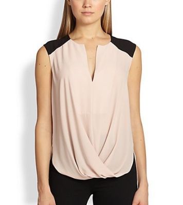Colorblock Draped Blouse