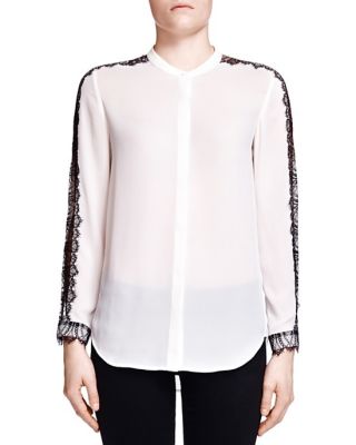 Contrast Lace Crepe Shirt