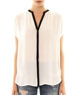 Contrast Placket Blouse